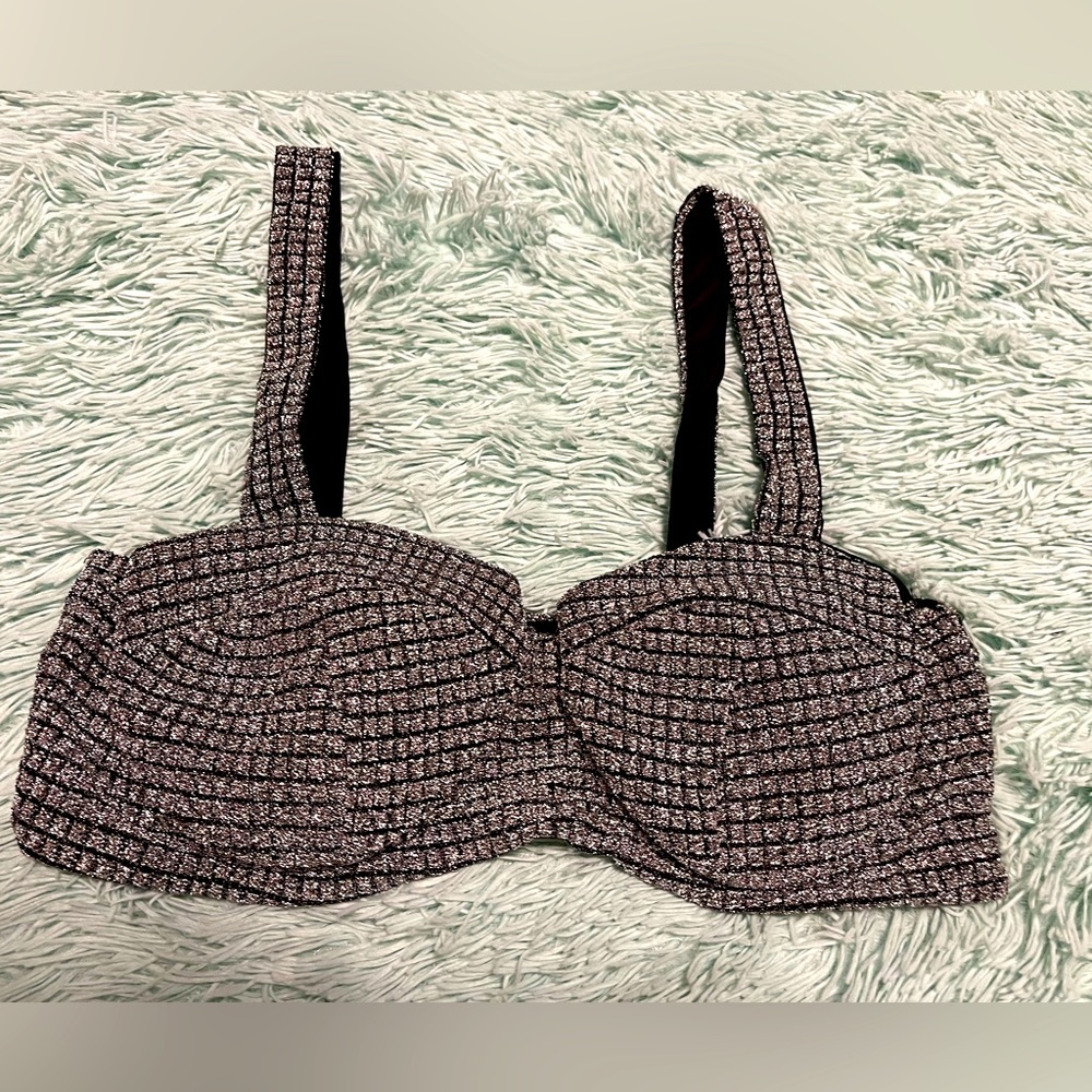 Dolls Kill Silver and Black Sparkle Top